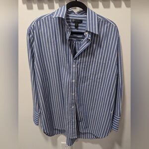 Banana Republic Blue and White Striped Button Down Shirt